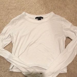 Forever 21 White Full Sleeve Crop Top